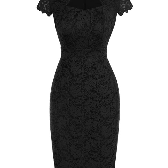 Lace Cap Sleeve Cocktail Dress Elegant Vintage Wedding Guest Business Casual Lace Cap Sleeve Cocktail Dress Elegant Vintage Wedding Guest Business Casual